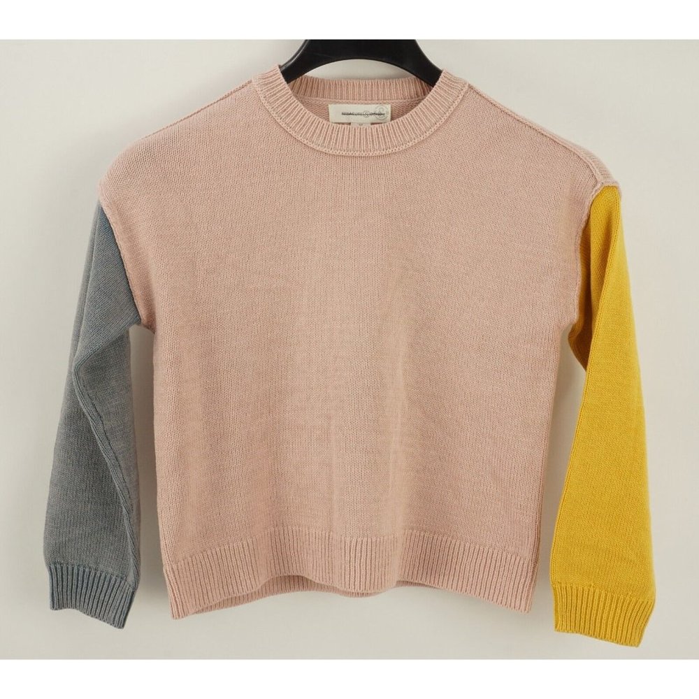 New Treasure & Bond Kids Medium 8/10 Pink Yellow Gray Colorblock Crew Sweater